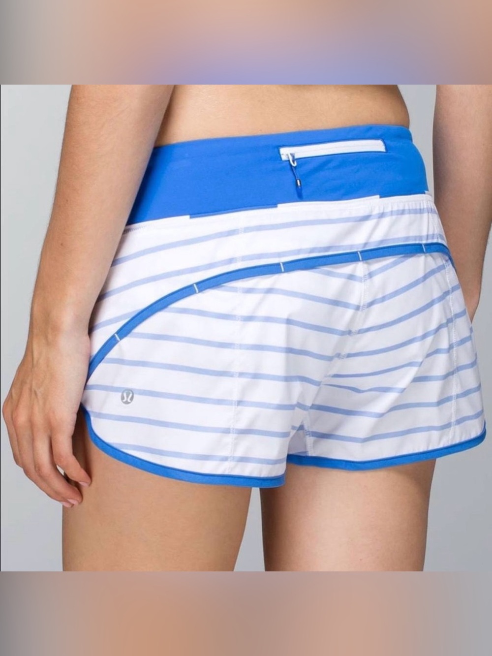 Lululemon Run Speed Short Deauville Stripe Pipe Dream Blue/White Size 4